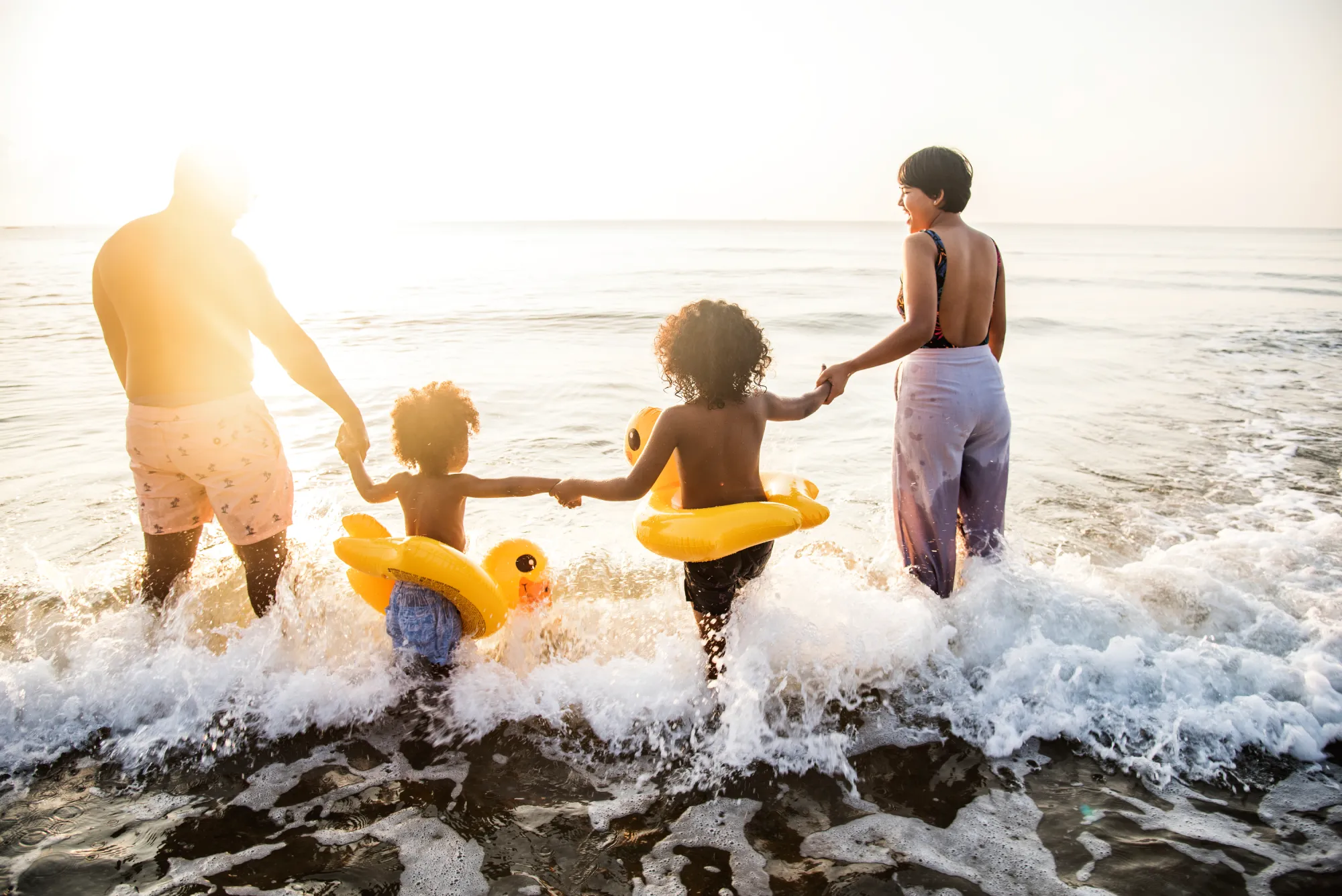 family bonding at the beach